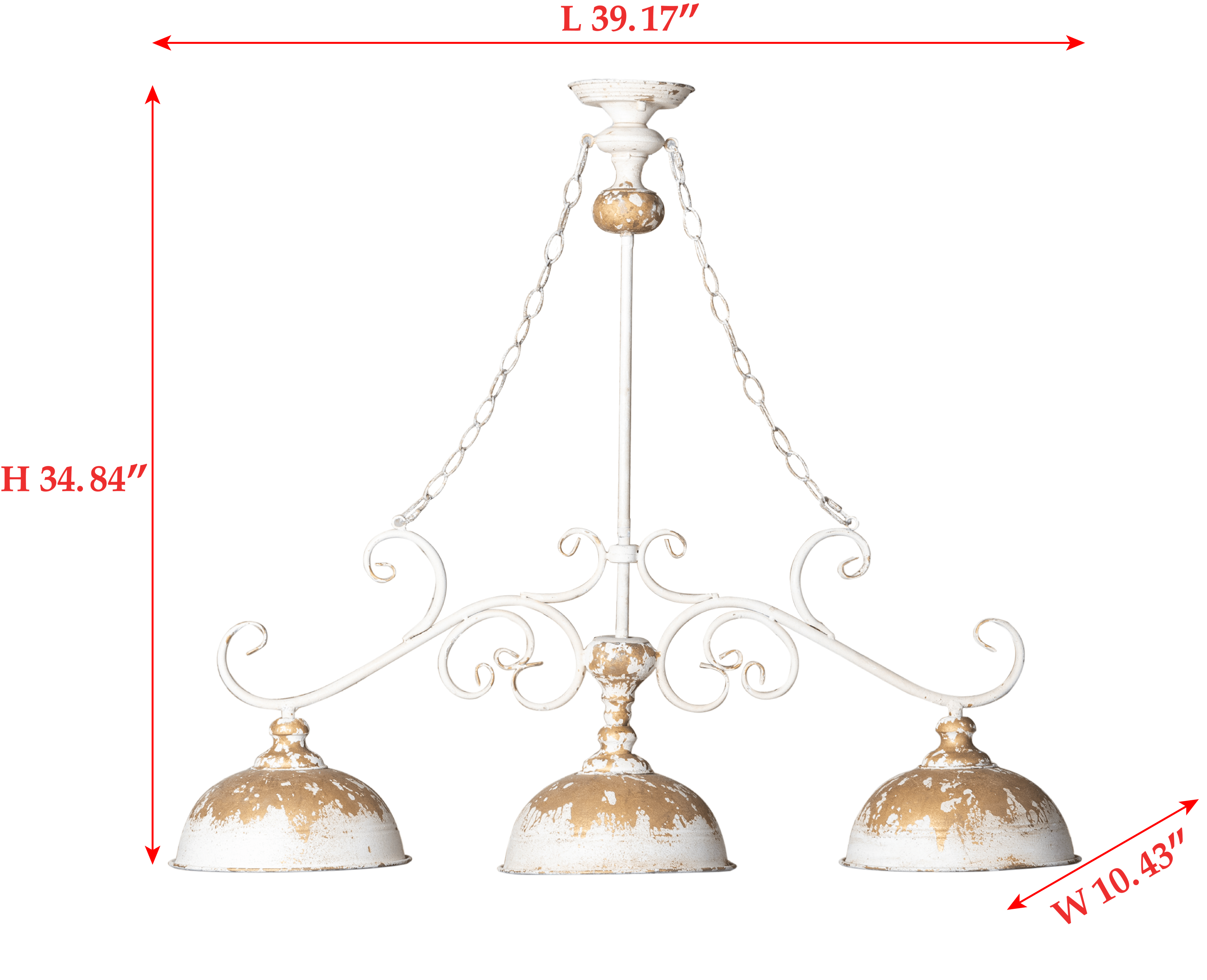 Vintage Off-White Metal Pendant Light
