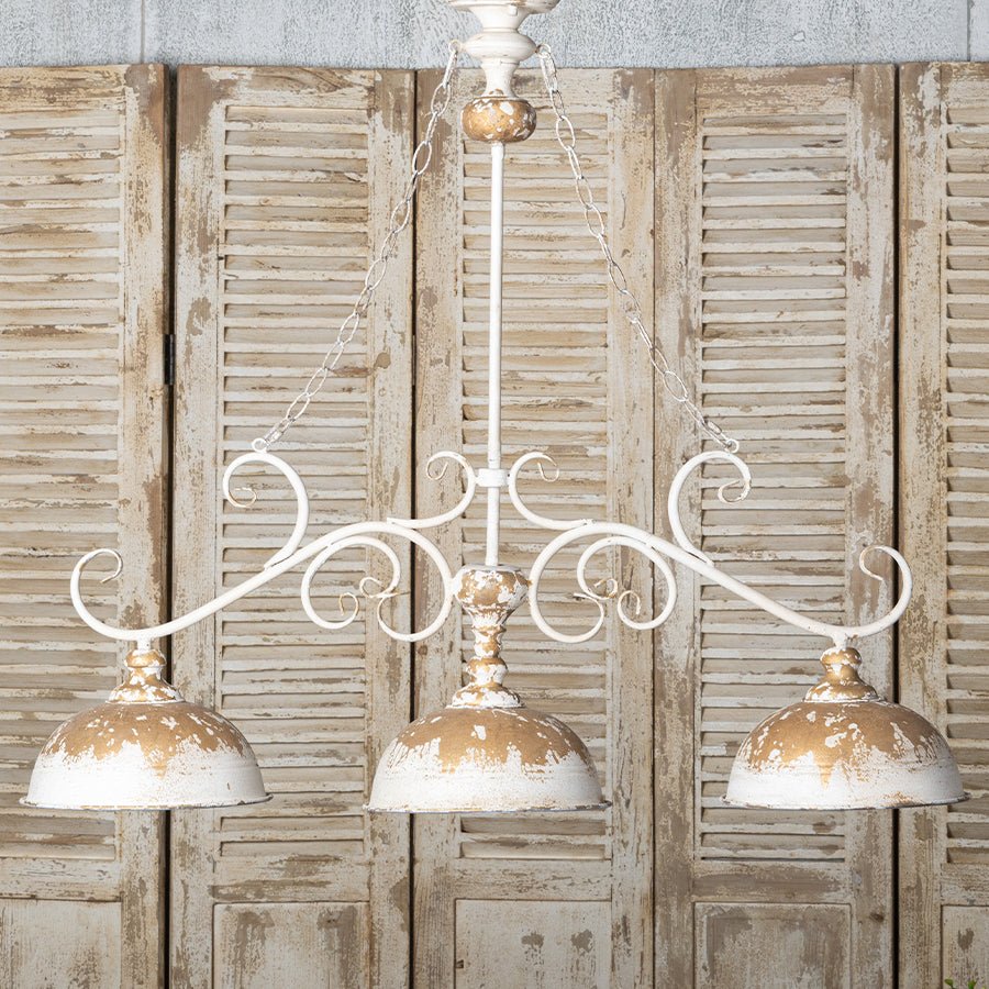 Vintage Off-White Metal Pendant Light