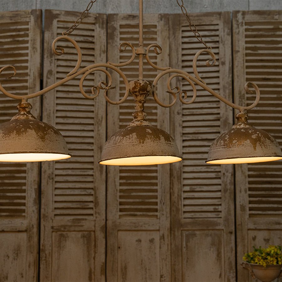 Vintage Off-White Metal Pendant Light