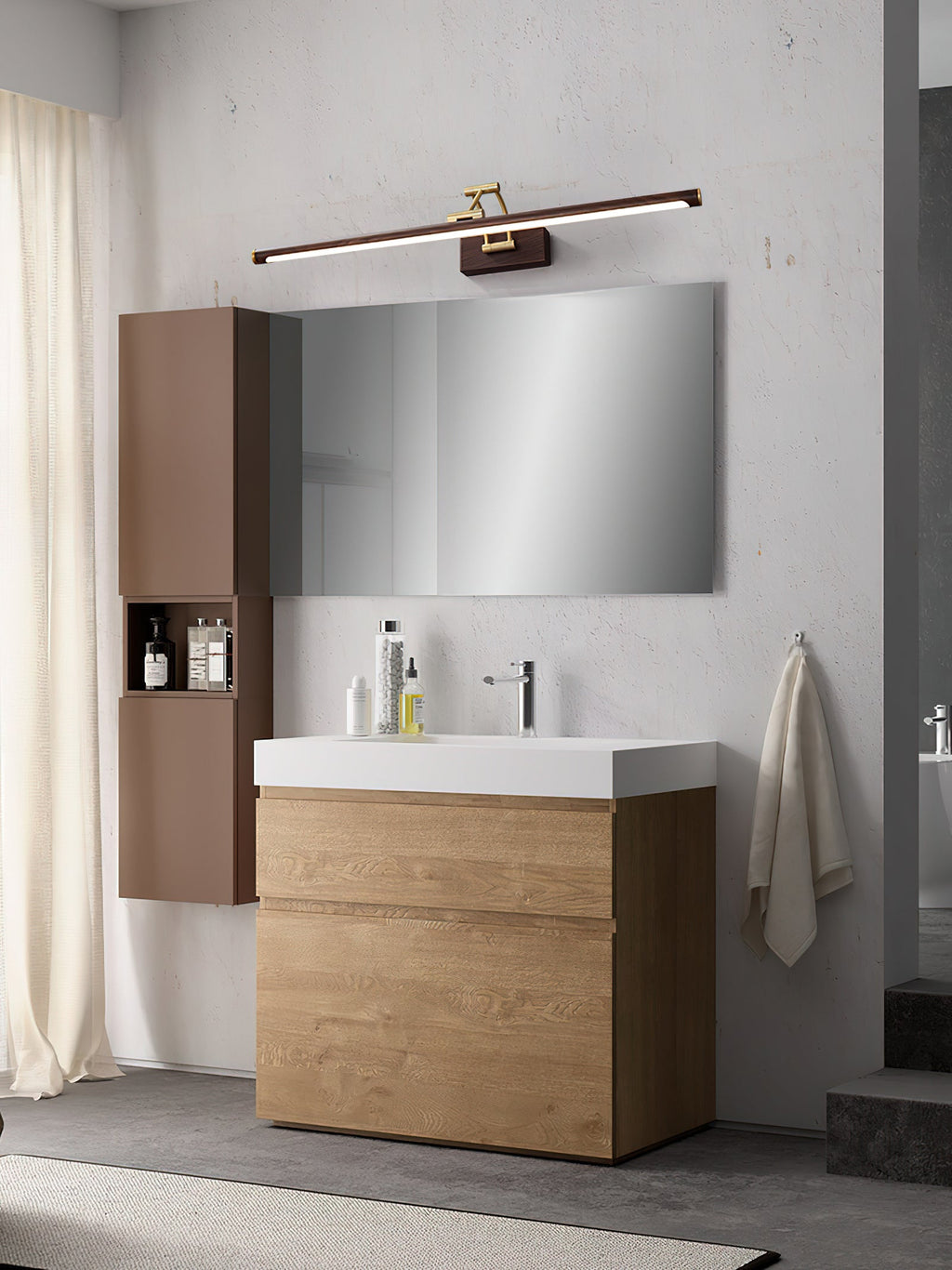 Walnut Color Linear Adjustable Wall Light