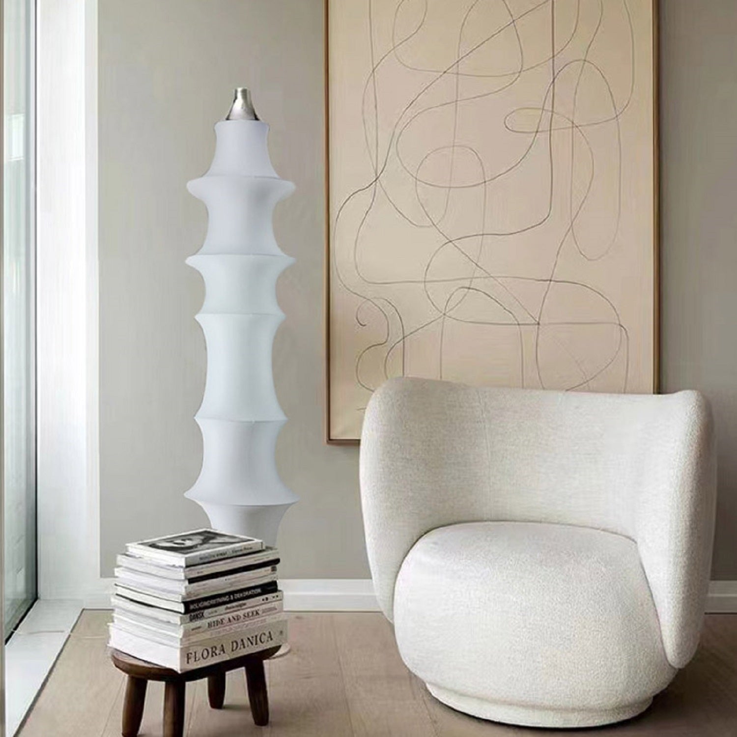 White Bamboo Floor Lamp
