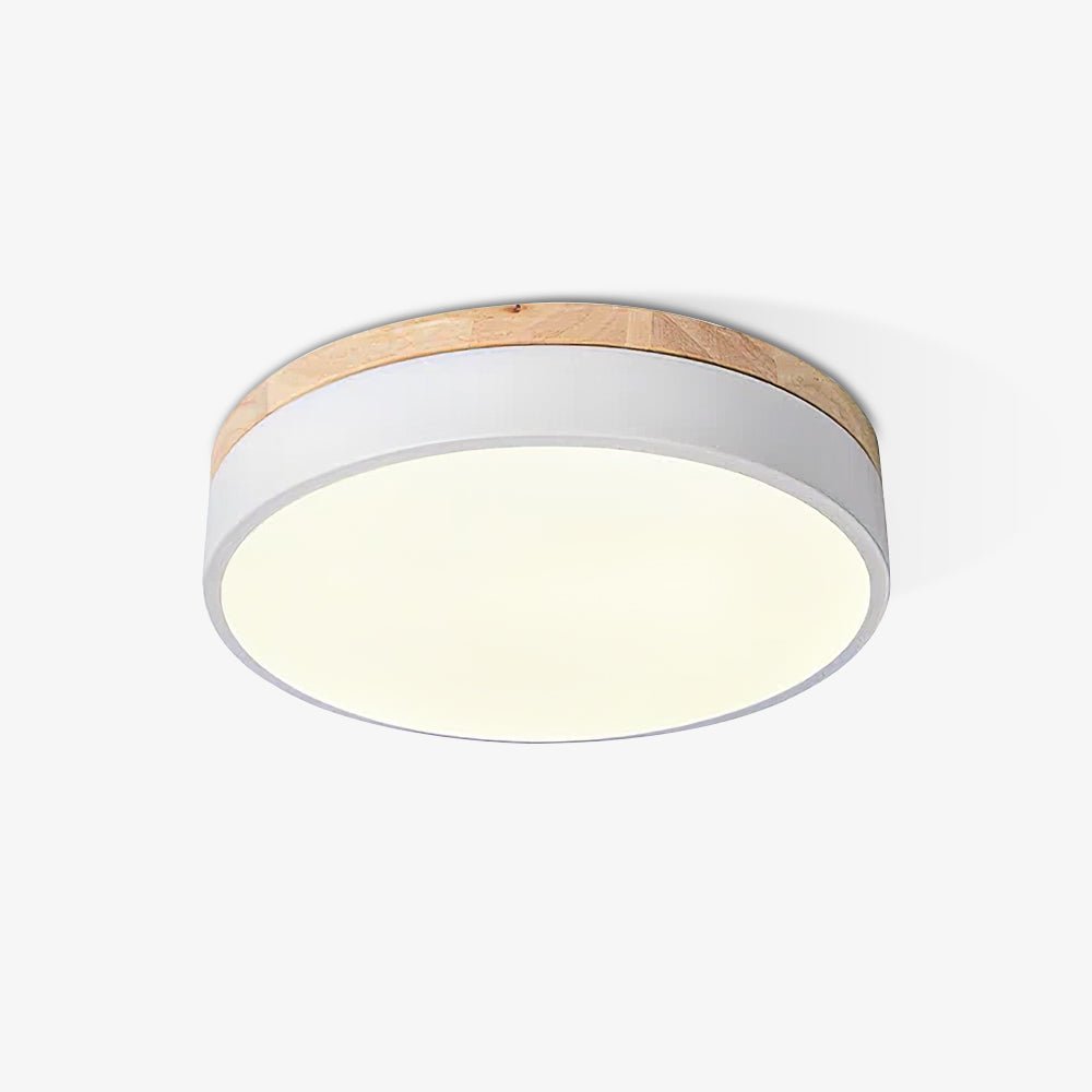 White Round Wooden Ceiling Lamp