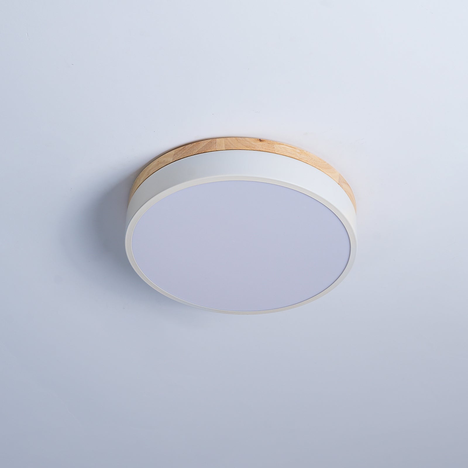 White Round Wooden Ceiling Lamp