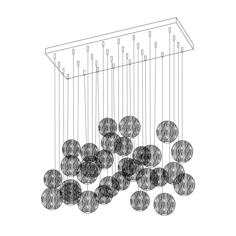 Wooden Orb Sphere Cluster Chandelier - ZozHome